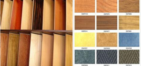 左側是實木地板、右側地板種類樣式